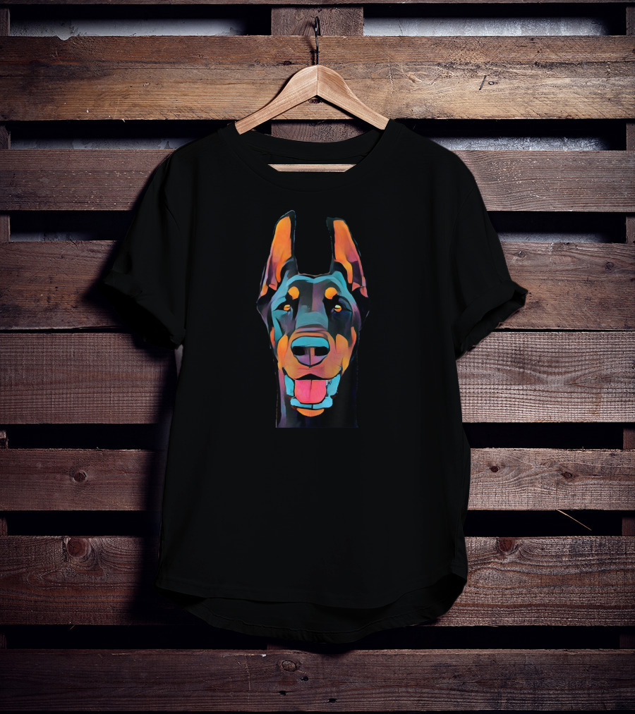 Doberman Pinscher Vibrant Comic Style Dobie T-Shirt