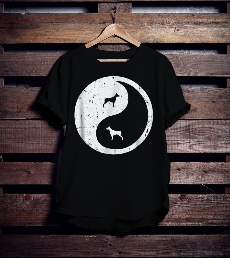Doberman Pinscher Yin Yang Symbol With Doberman T-Shirt