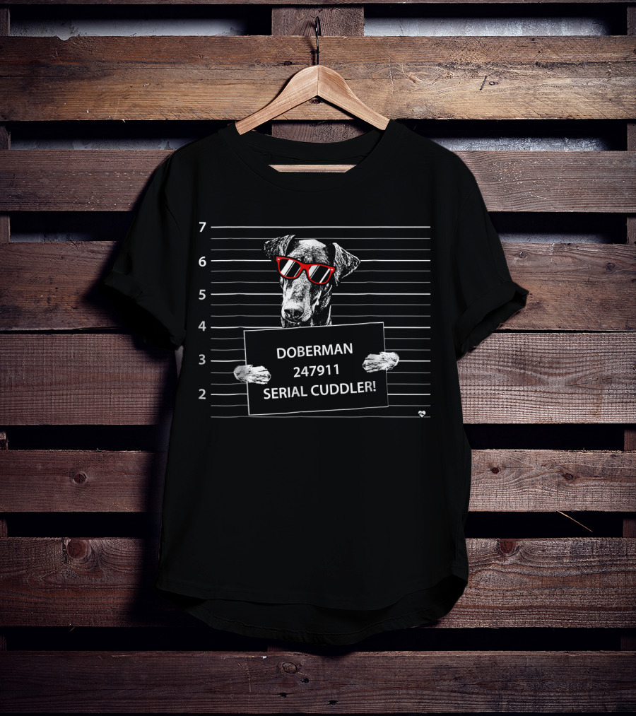 Doberman 247911 Serial Cuddler Red Sunglasses Lineup T-Shirt