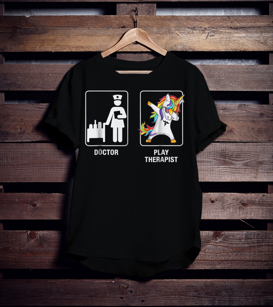 Doctor Play Therapist Unicorn Dabbing T-Shirt