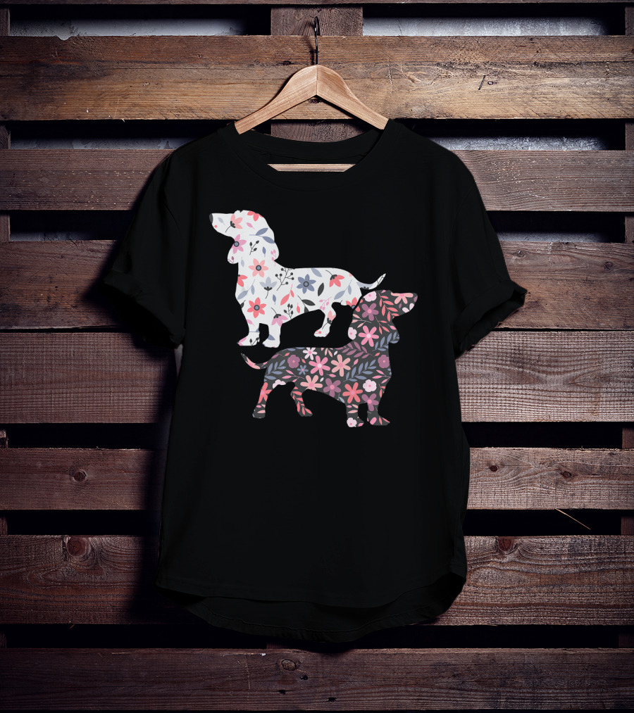 Dog Owner Idea Dogs Pet Animals Dachshund Floral T-Shirt