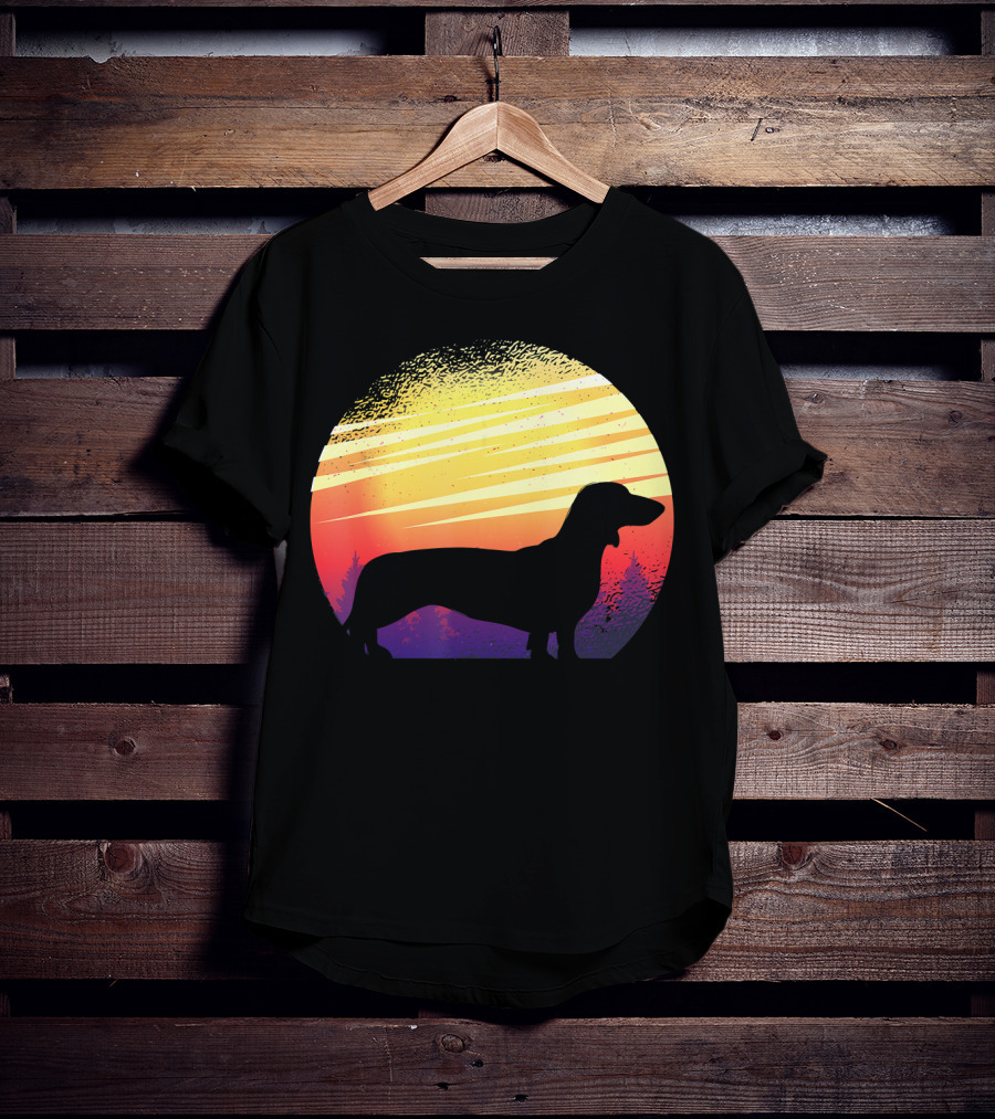 Dog Sunset Dachshund Silhouette Pet Animal T-Shirt