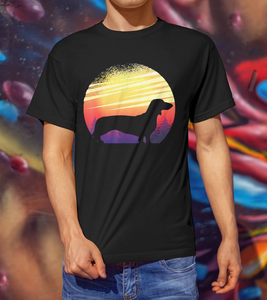 Dog Sunset Dachshund Silhouette Pet Animal T-Shirt