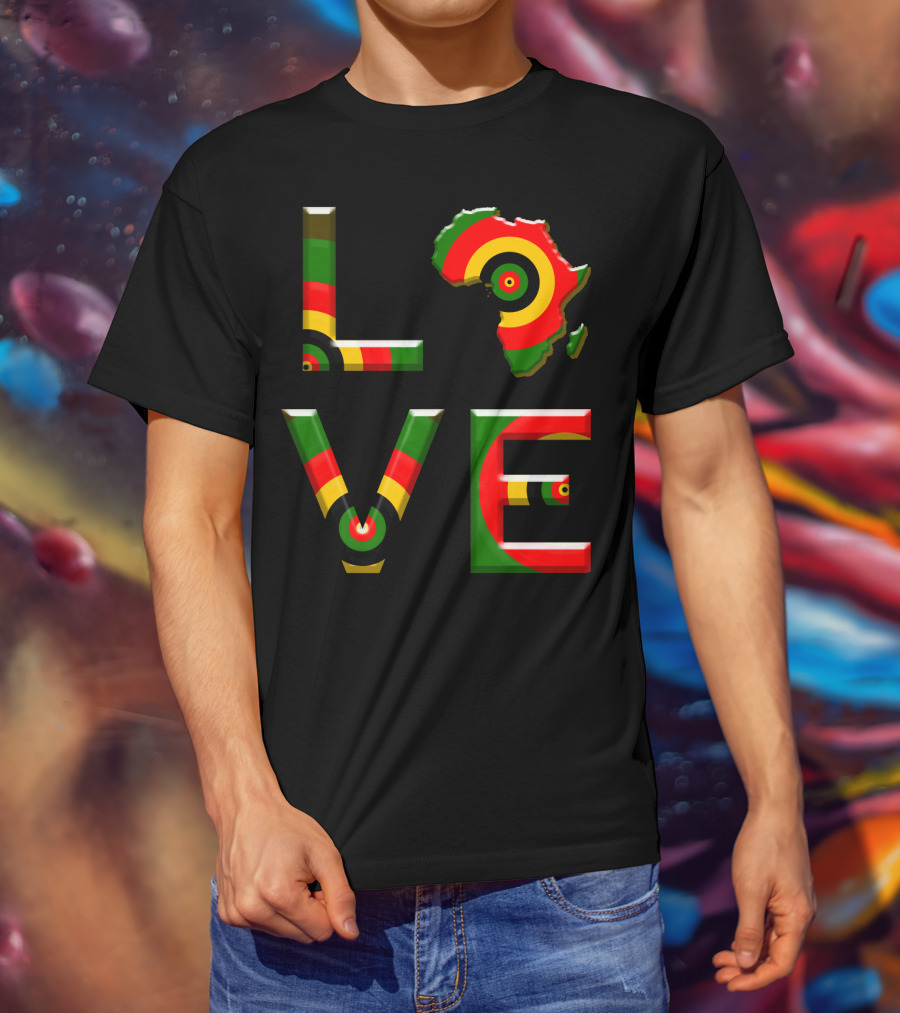 Africa Love African Ameri Colors Map T-Shirt