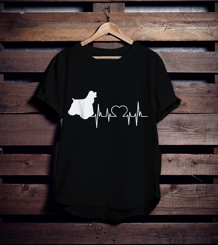 American Cocker Spaniel Dad Heartbeat Love T-Shirt