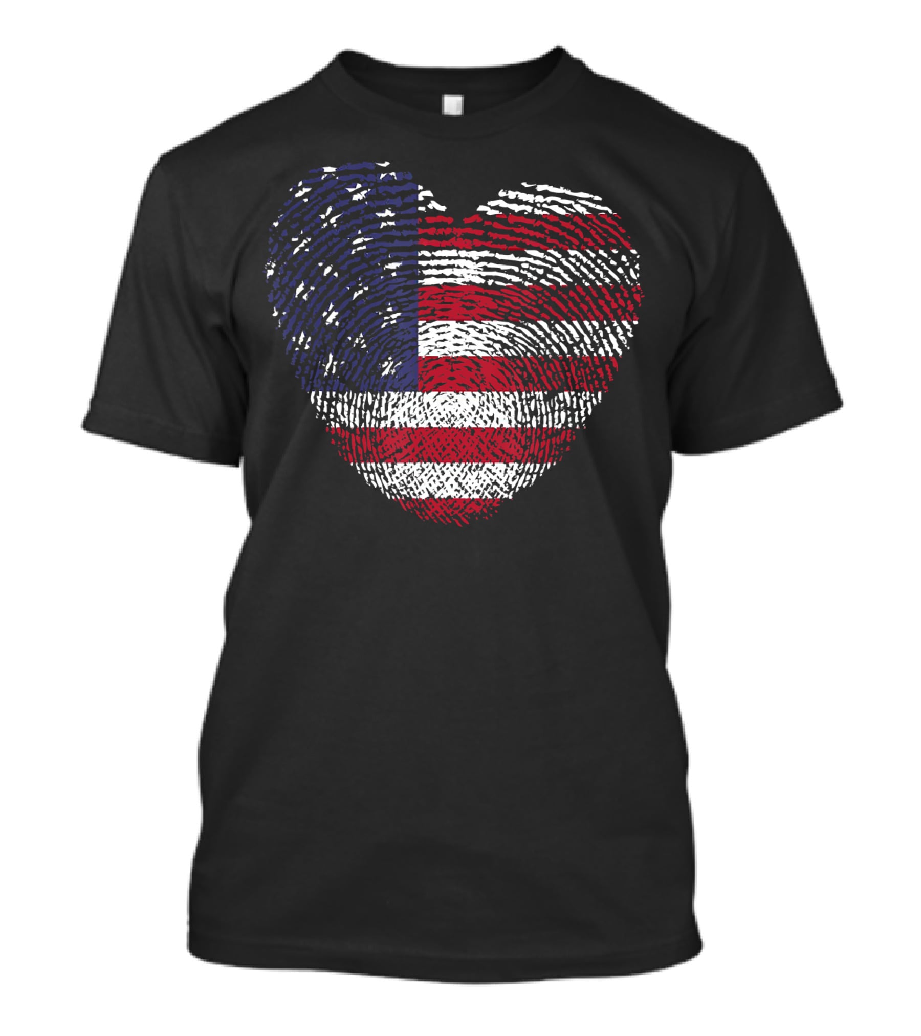 American Flag Heart Shape Fingerprint T-Shirt