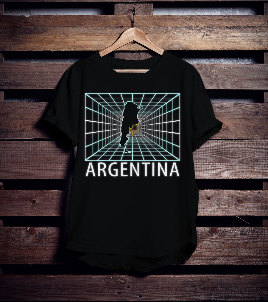 Argentina Map With Retro Grid Background T-Shirt