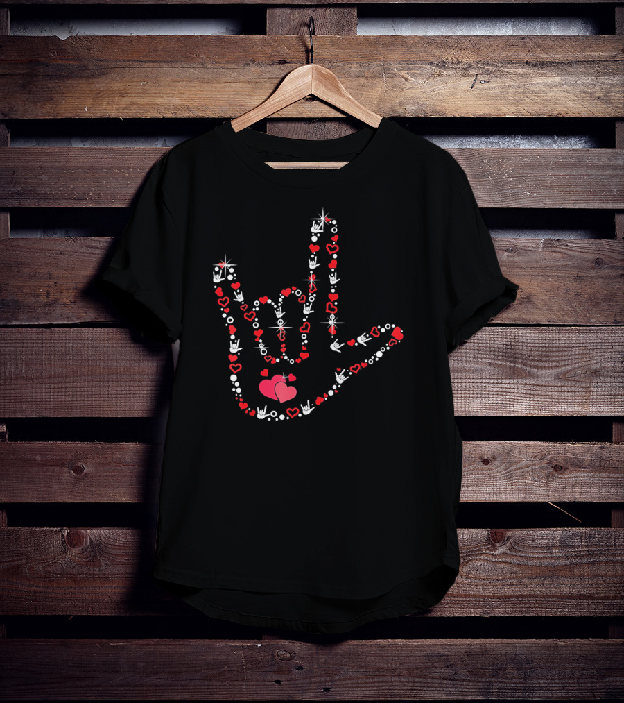 ASL Love Heart Hand Sign Deaf Pride Valentine's Day T-Shirt