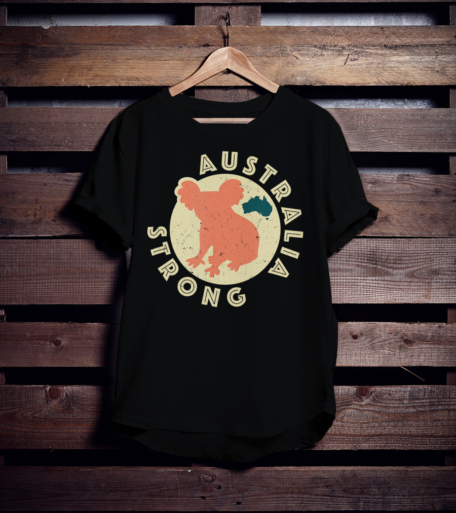 Australia Strong Koala Silhouette With Map T-Shirt