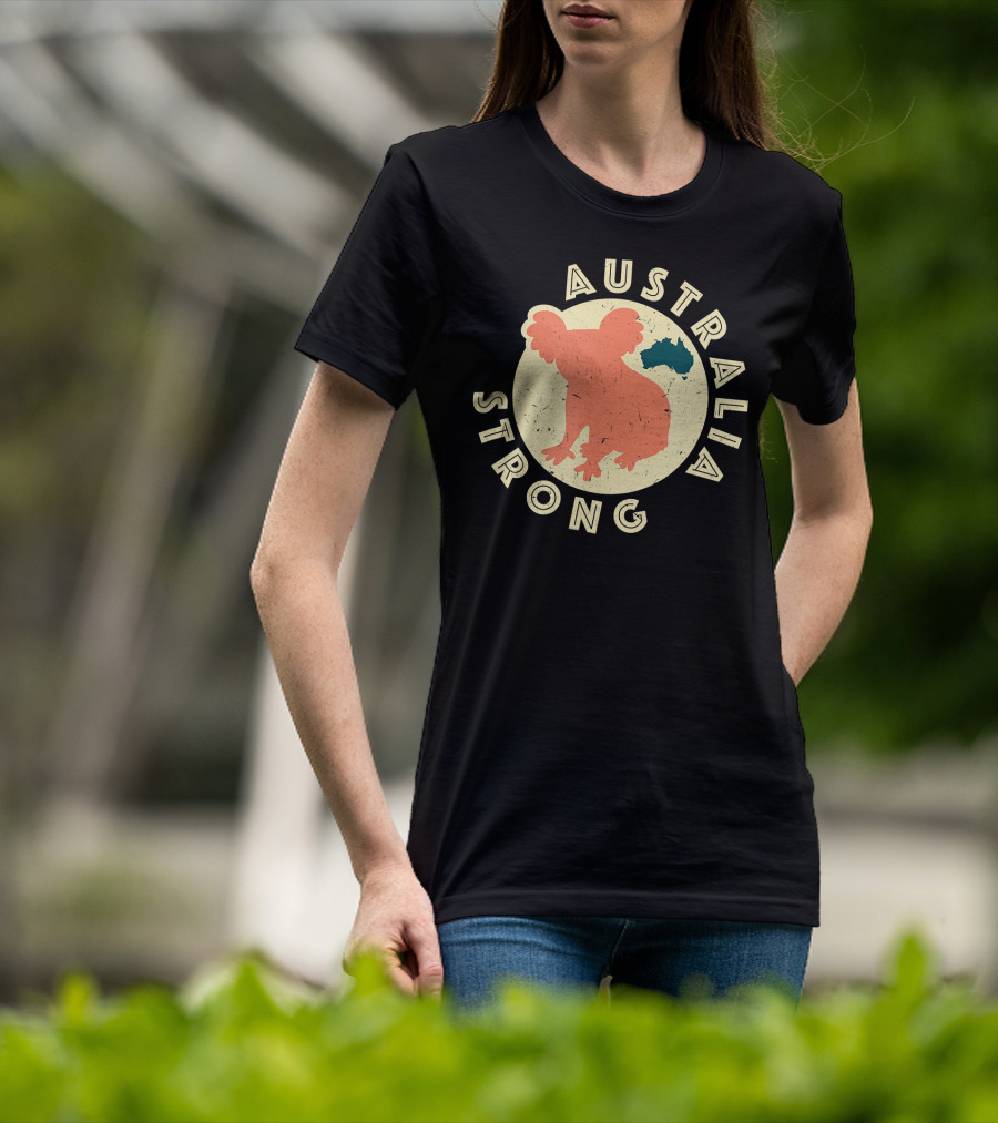 Australia Strong Koala Silhouette With Map T-Shirt