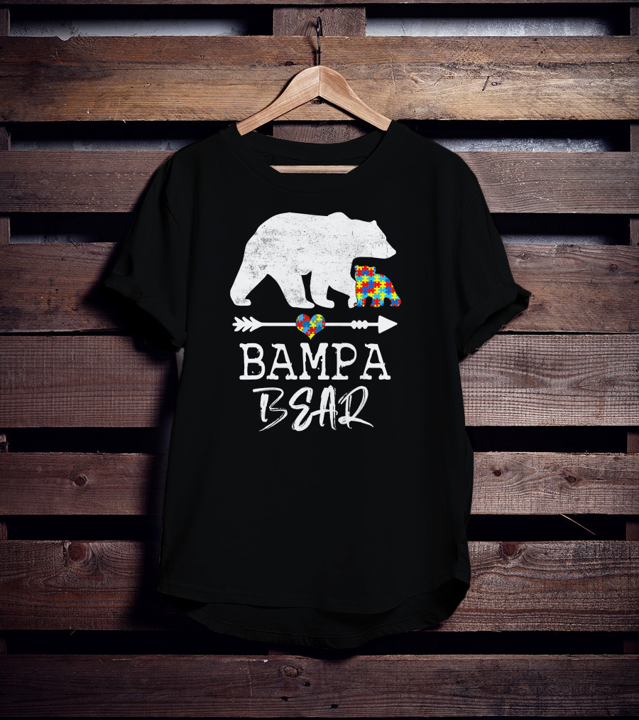 Bampa Bear Puzzle Heart Arrow Autism Awareness T-Shirt