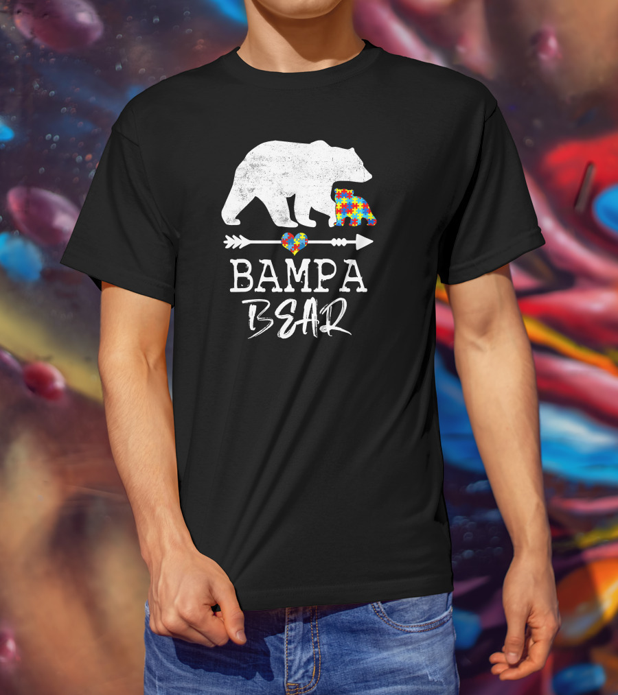 Bampa Bear Puzzle Heart Arrow Autism Awareness T-Shirt