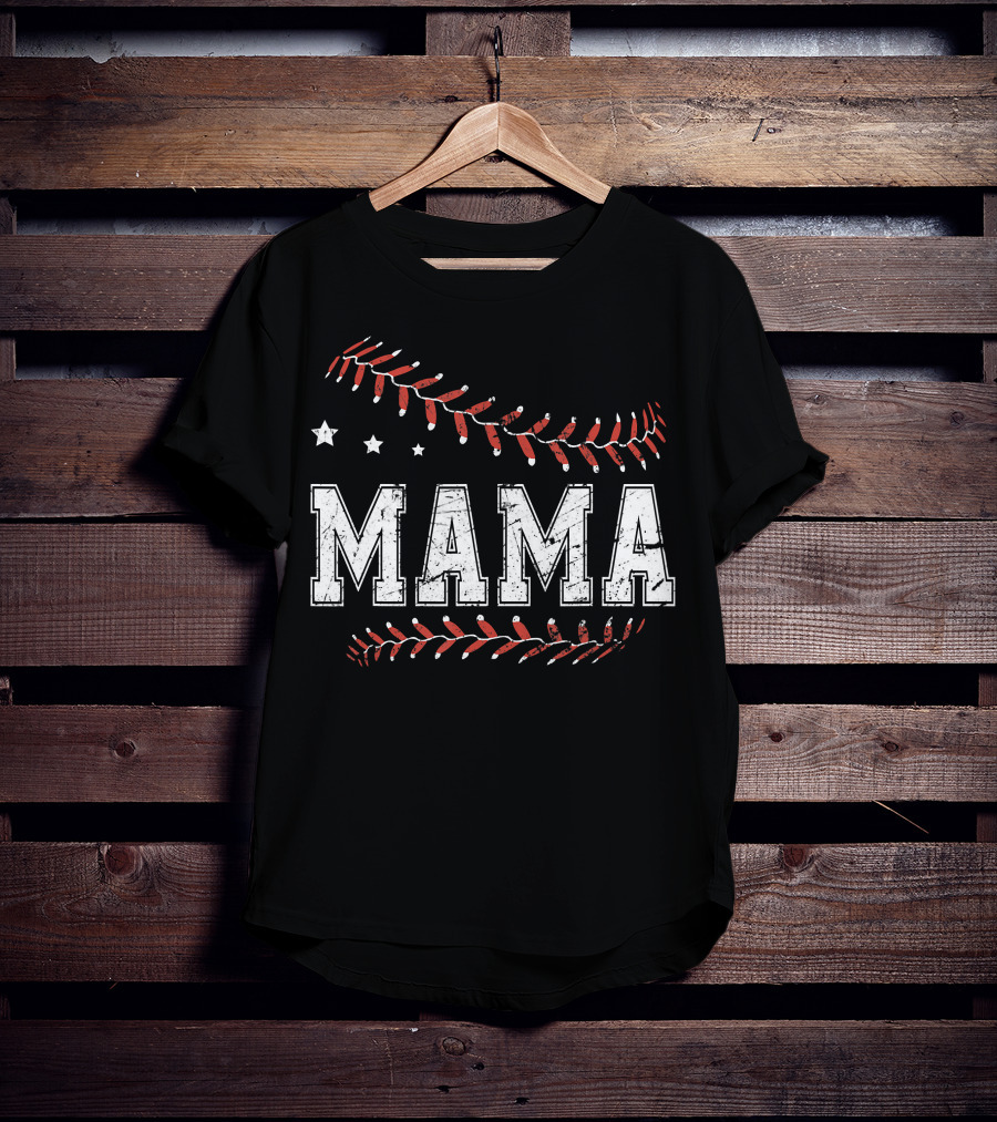 Mama Love Baseball Softball Stars Stitches T-Shirt