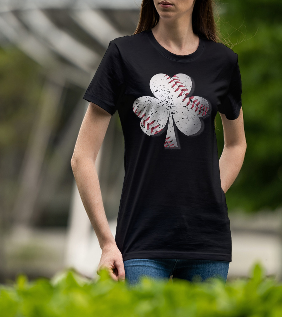 Baseball St Patrick's Day Shamrock Vintage T-Shirt