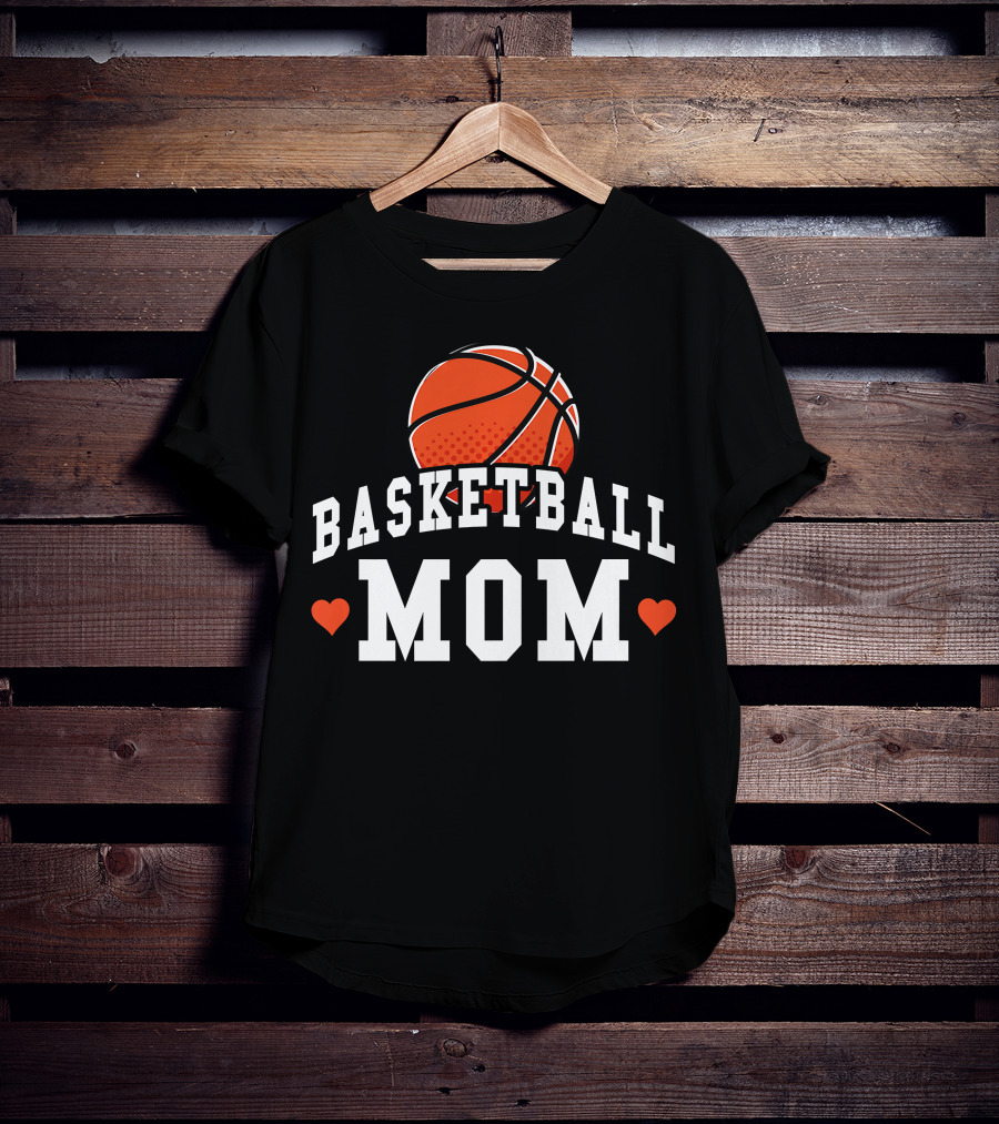 Basketball Mom Women's Shirt With Hearts And Basketball T-Shirt