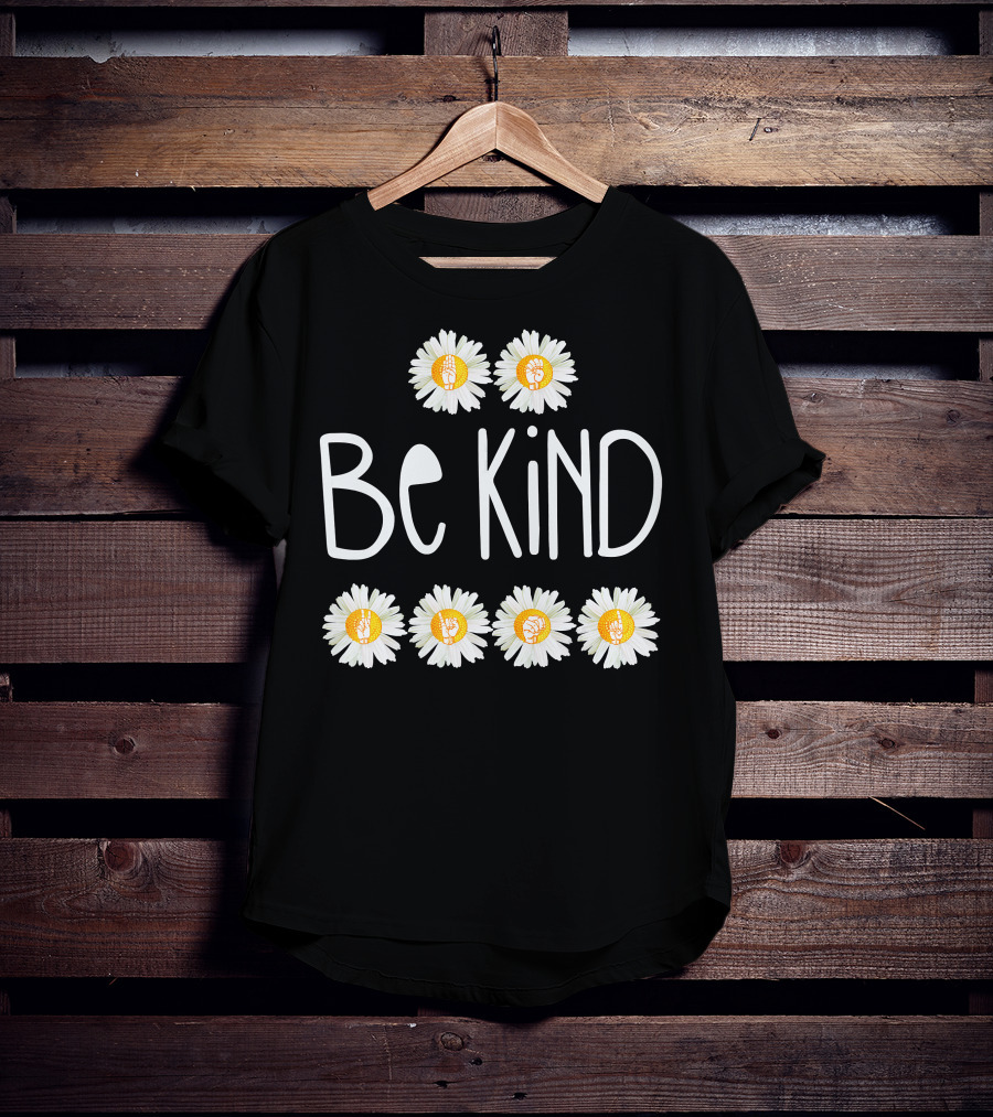 Be Kind Daisy Peace Symbol Cute Rainbow T-Shirt