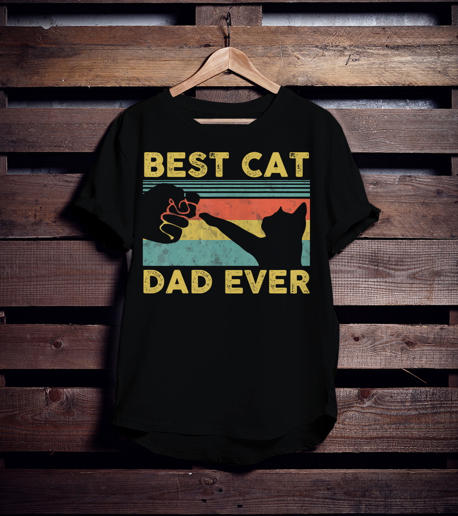 Best Cat Dad Ever Fist Bump Vintage Style Cat Daddy T-Shirt
