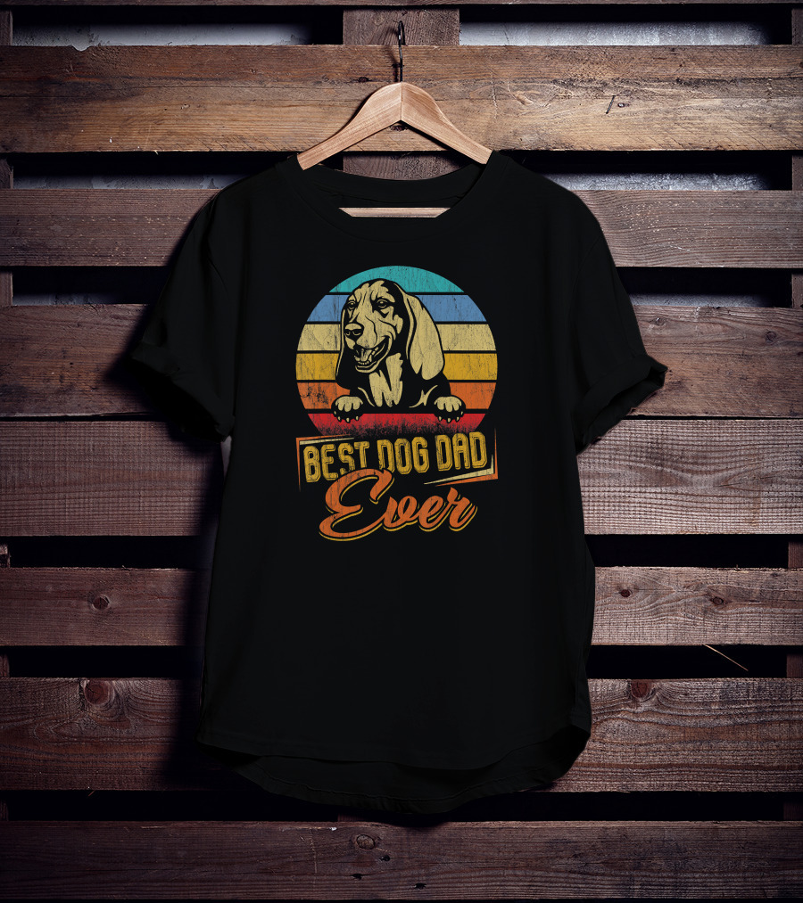 Best Dog Dad Ever Basset Hound Retro T-Shirt