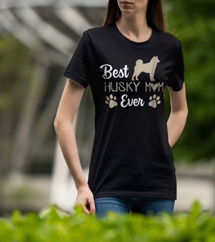 Best Husky Mom Ever Paw Prints Siberian T-Shirt