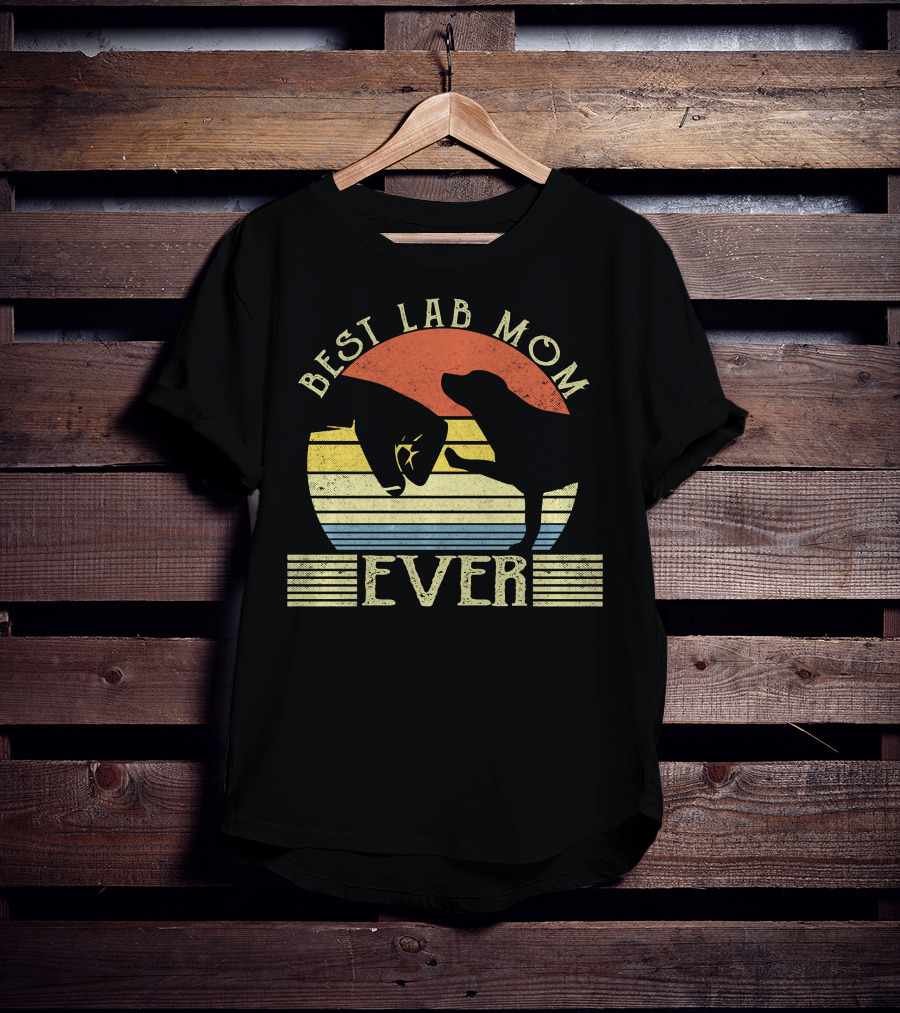 Best Lab Mom Ever Retro Labrador Retriever Sunset Stripe T-Shirt