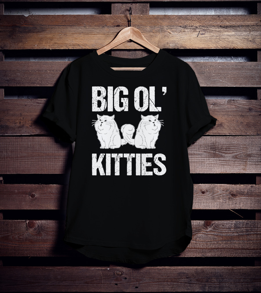 Big Ol Kitties Funny Cat Lover White Furry Cats T-Shirt