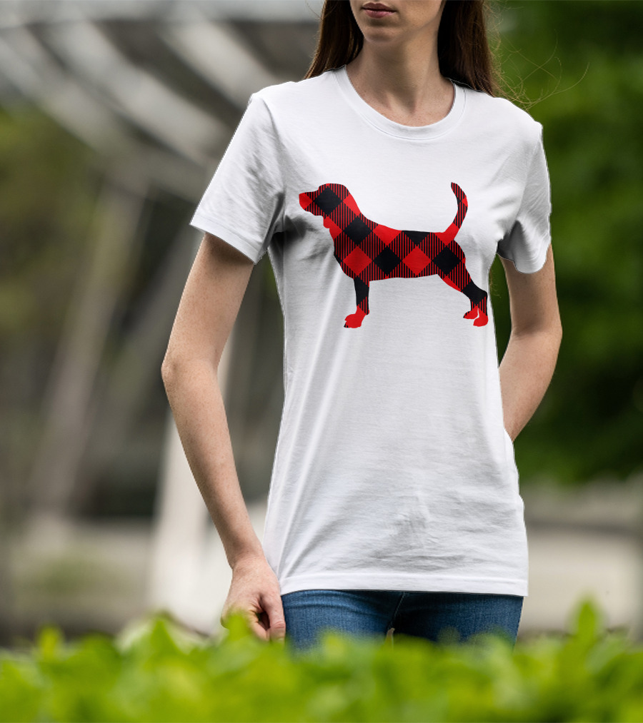 Black Red Plaid Labrador Dog Mom Paw T-Shirt