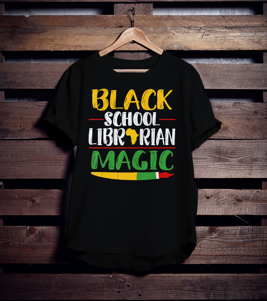 Black School Librarian Magic Africa Map Pencil T-Shirt