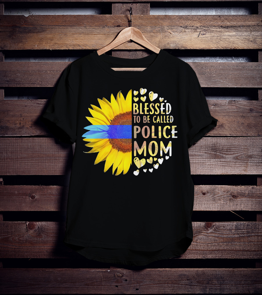 Blessed To Be Called Police Mom Sunflower Heart Elements T-Shirt