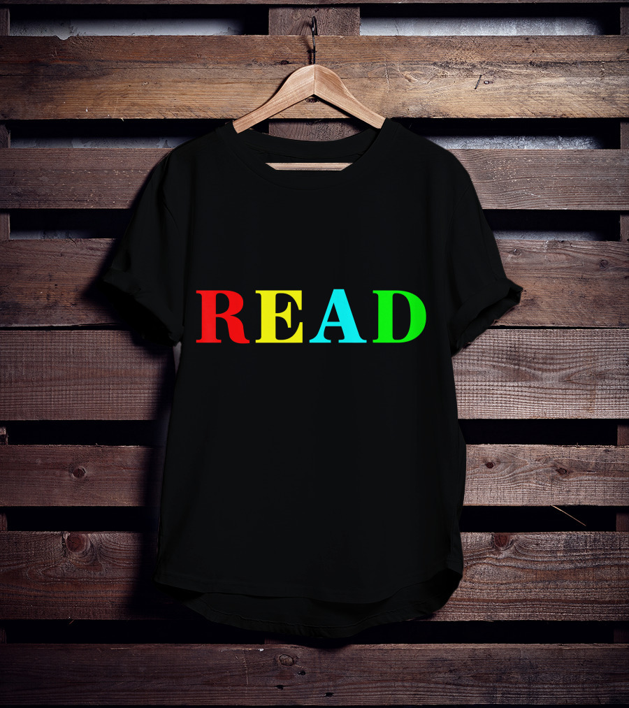 READ In Color Bold Letters Teacher Reading Book T-Shirt