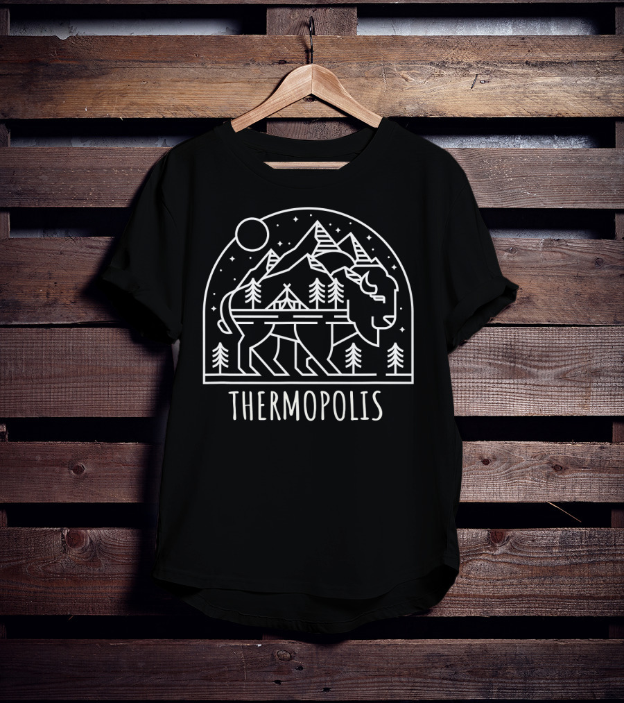 Thermopolis Bison Mountain Scene Wyoming T-Shirt