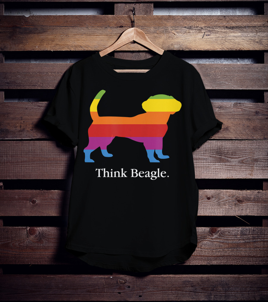 Think Beagle Rainbow Striped Dog T-Shirt