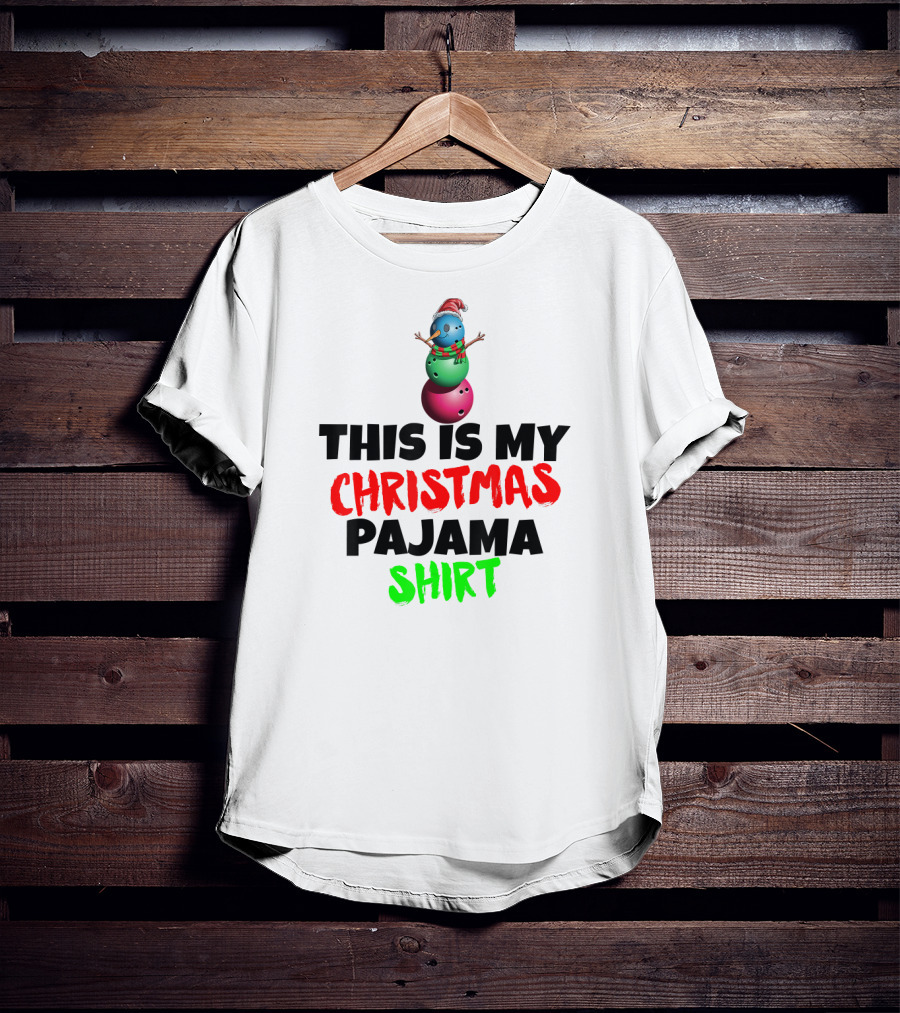 This Is My Christmas Pajama Shirt Santa Snowman T-Shirt