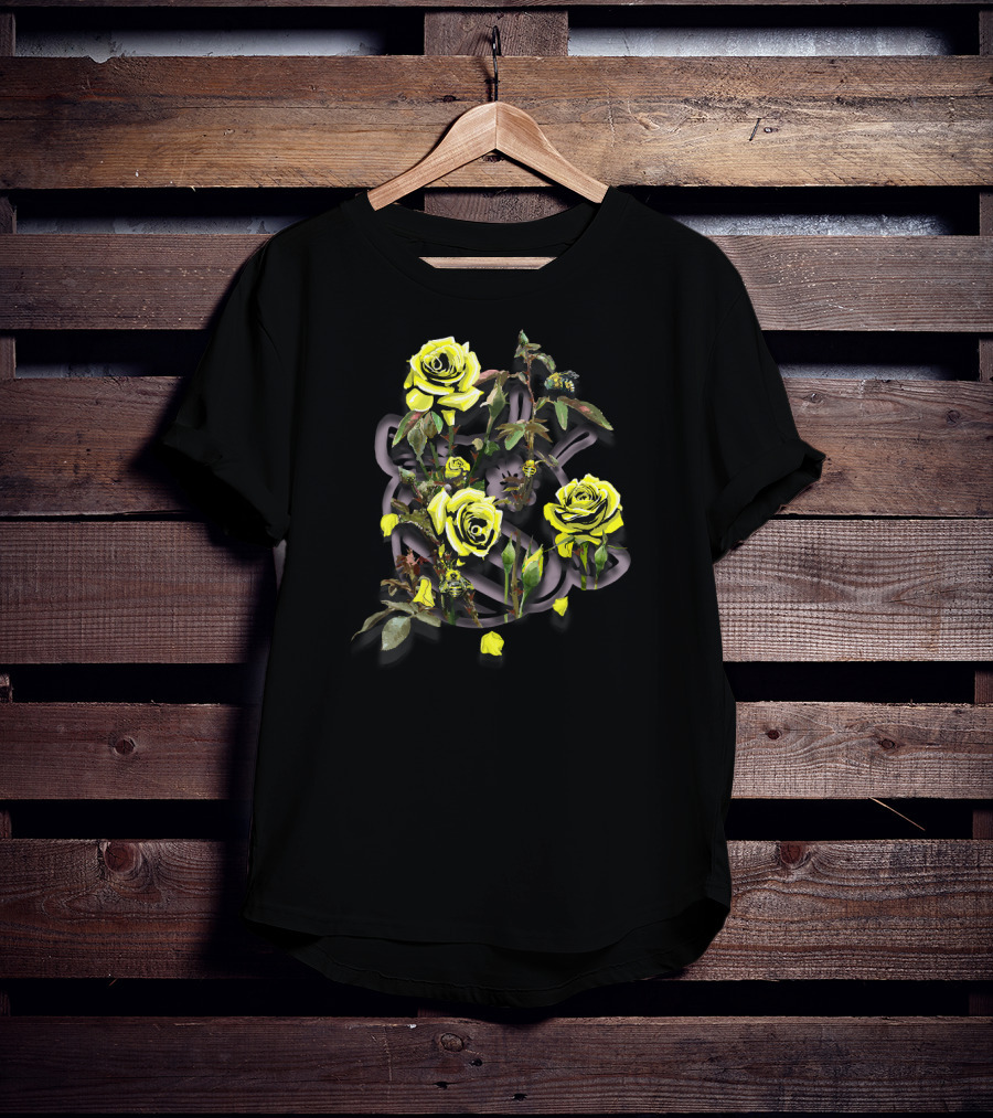 Thornbush Ft. Roses And Bees Yellow Blossom Branches T-Shirt