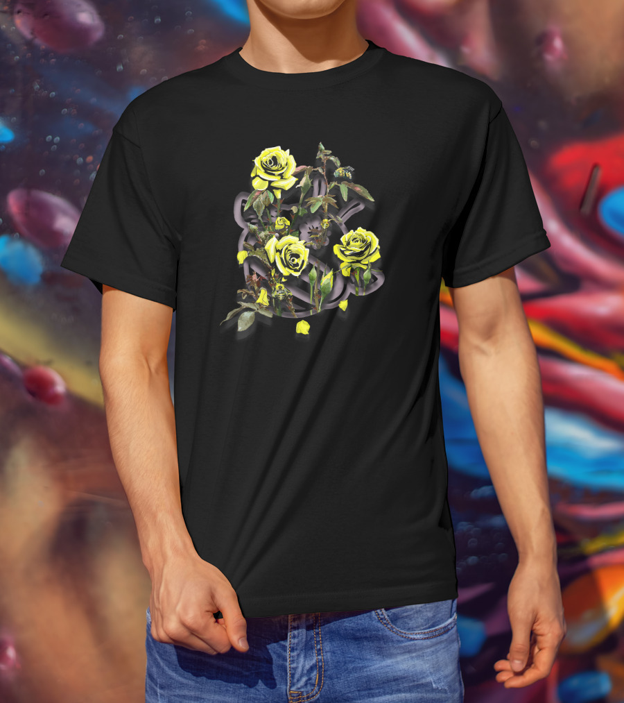 Thornbush Ft. Roses And Bees Yellow Blossom Branches T-Shirt