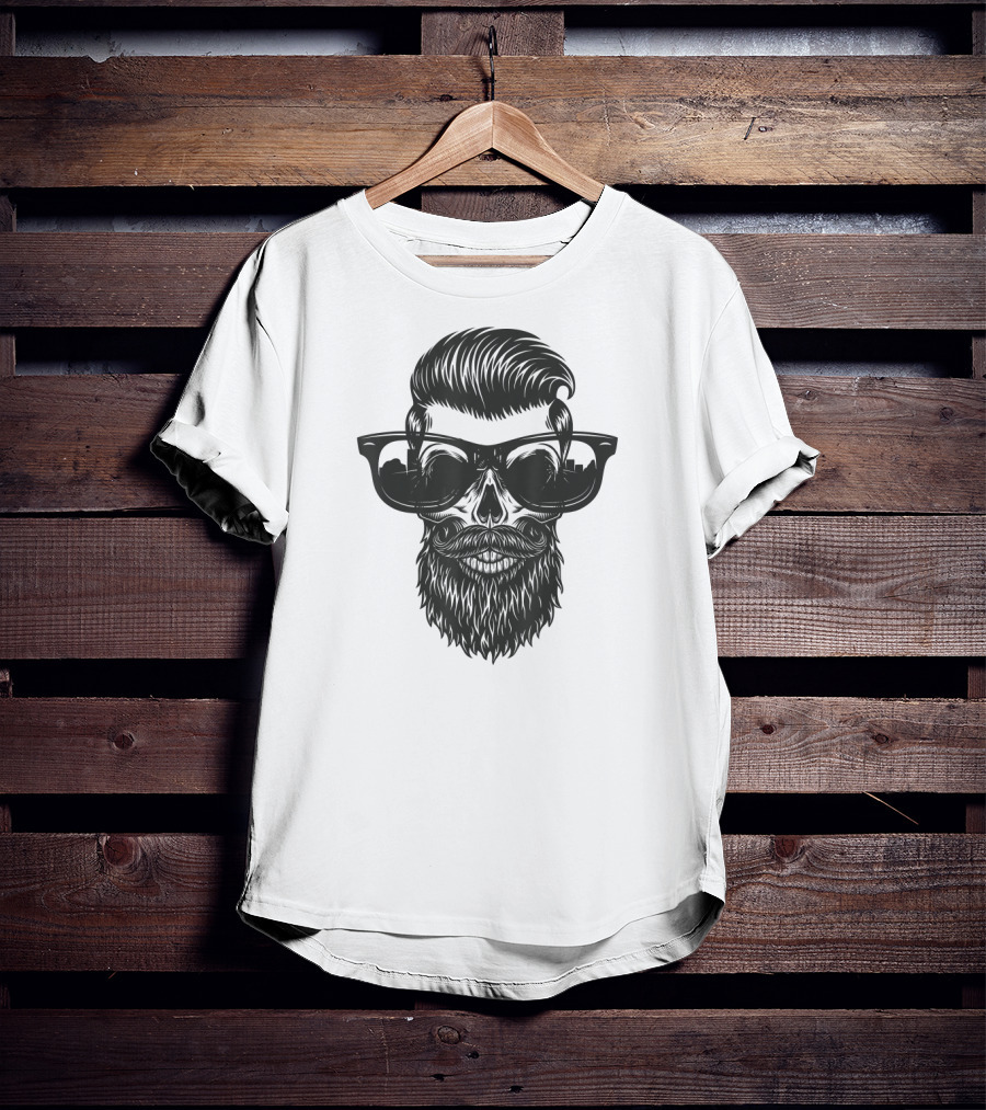 Skull With Beard And Sunglasses Vintage Look T-Shirt