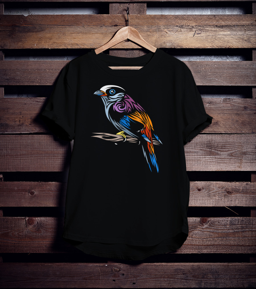 Colorful Tribal Sparrow Tropical Bird T-Shirt