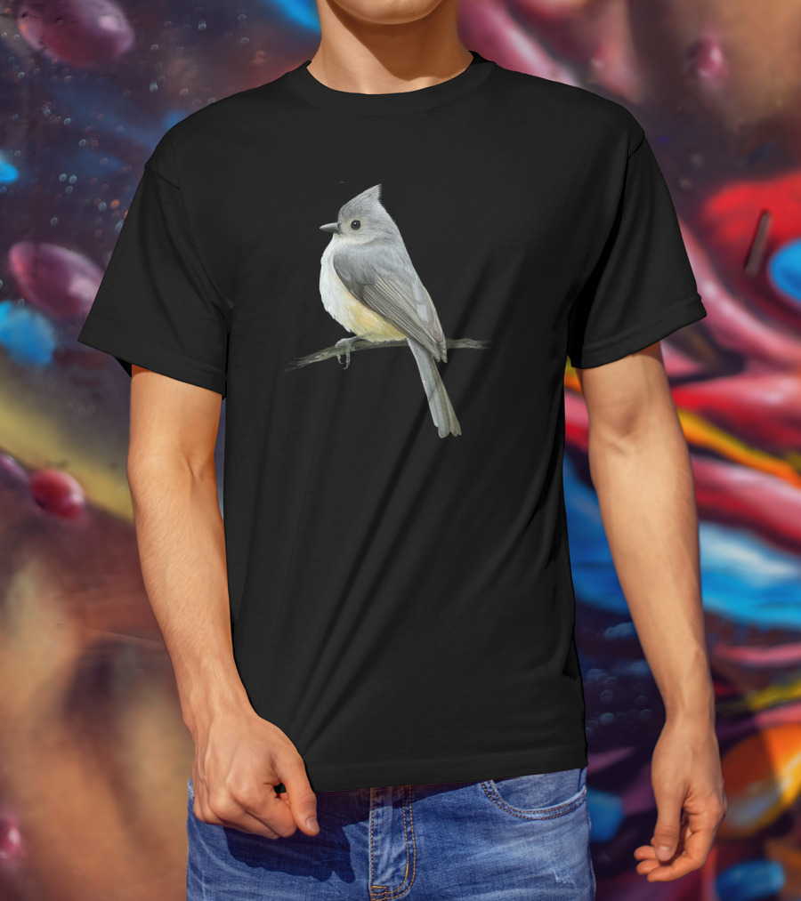 Tufted Titmouse Bird On Branch Wildlife T-Shirt