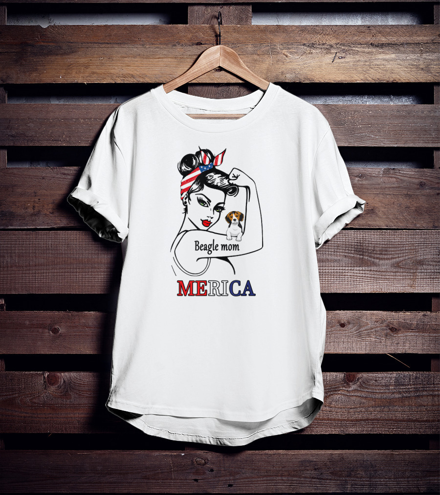 Unbreakable Beagle Mom Merica Bandana USA T-Shirt