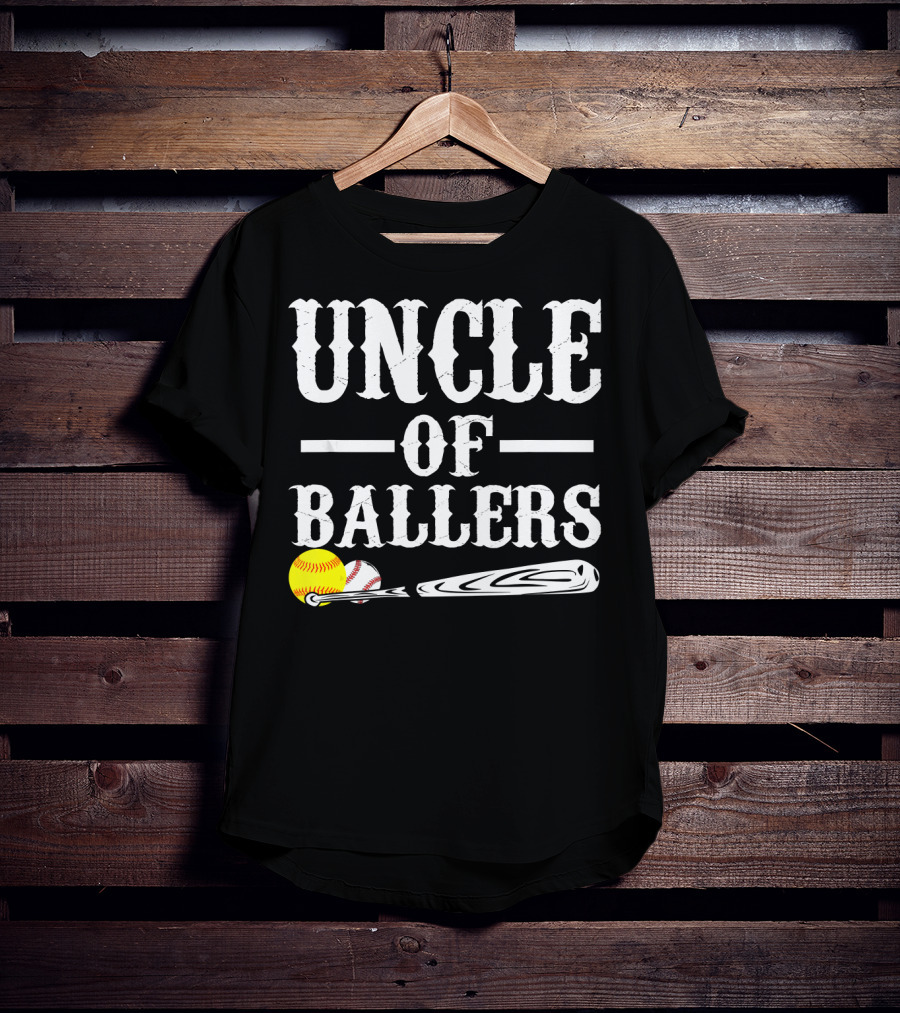 Uncle Of Ballers Baseball Bat Tennis Ball Clipboard T-Shirt