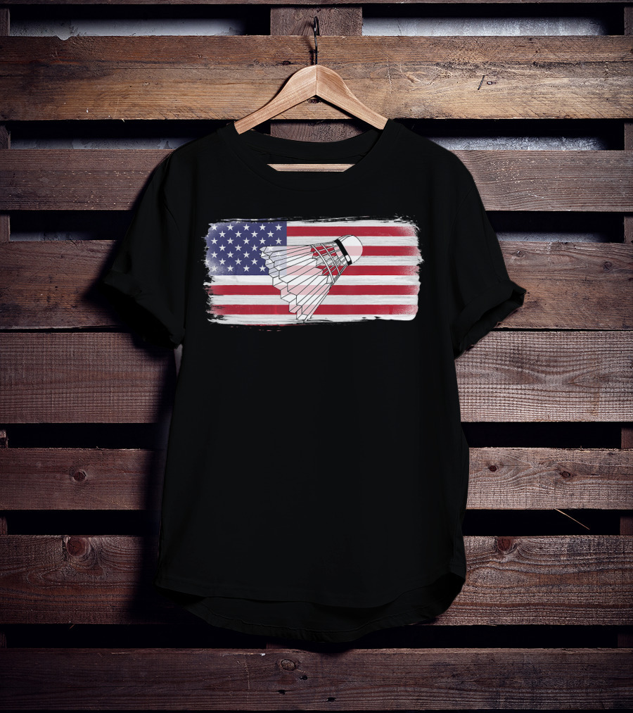 USA American Flag Badminton Shuttlecock Perfect Player T-Shirt