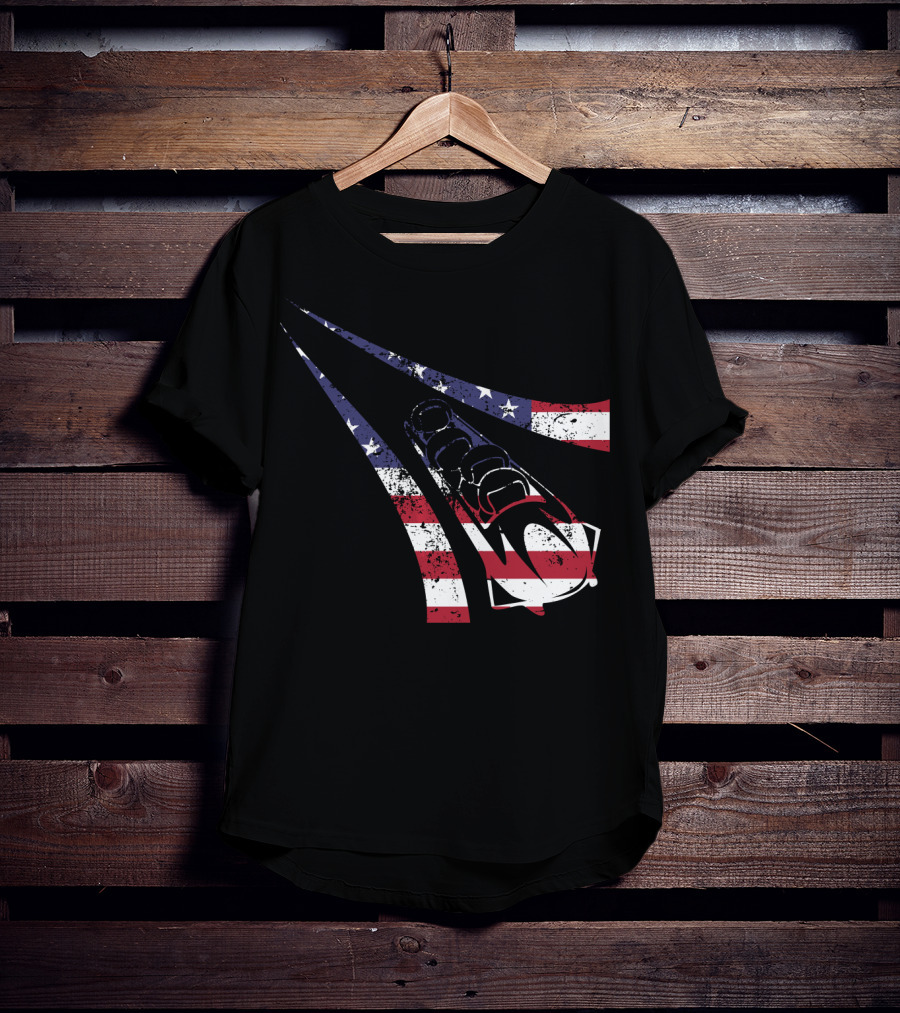USA American Flag Bobsled Track T-Shirt