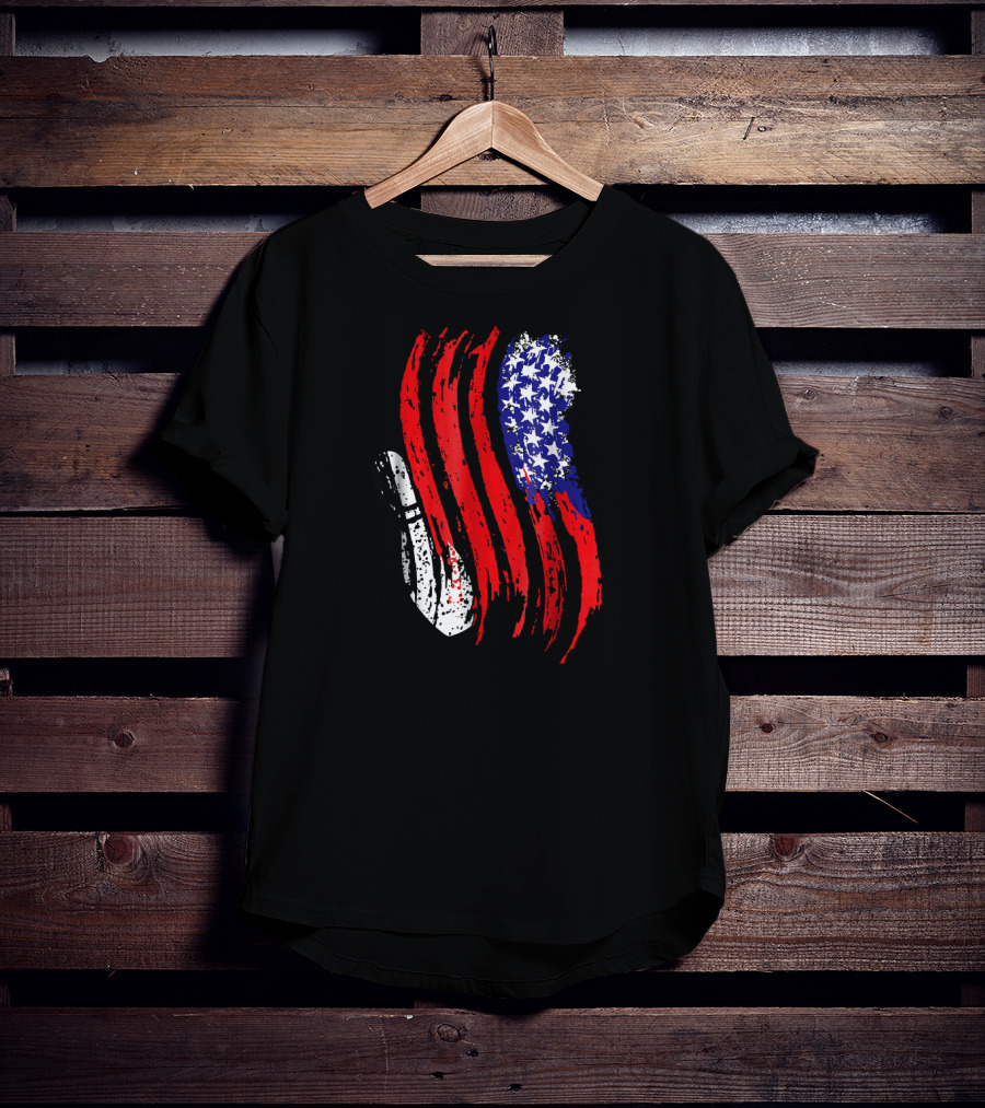 USA Bowling Flag Patriotic Tenpin Bowler T-Shirt