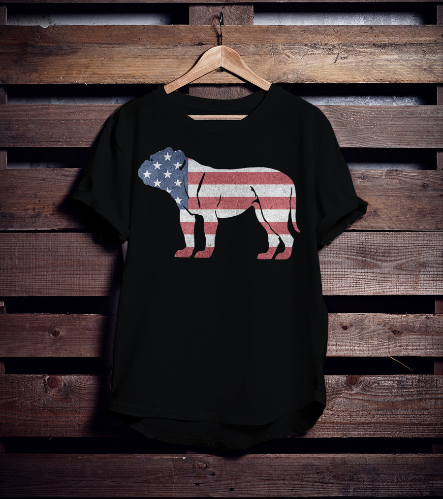 American Flag USA Bulldog Stylish Dog Animal T-Shirt