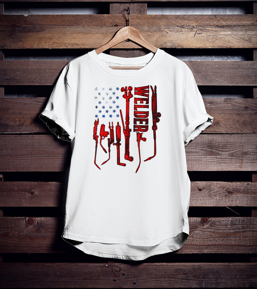 USA Flag Welder Mask Gas Welding Metal Tools T-Shirt