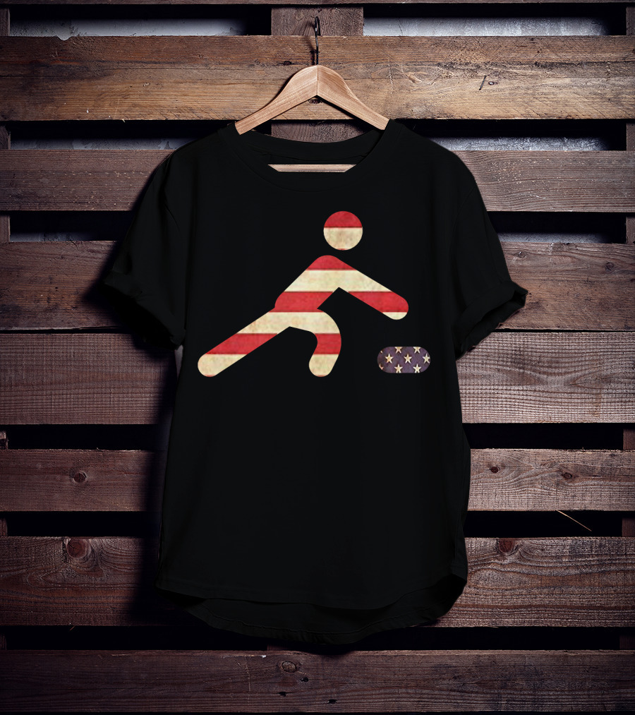 USA Funny Flag Curling American Fan Sports T-Shirt