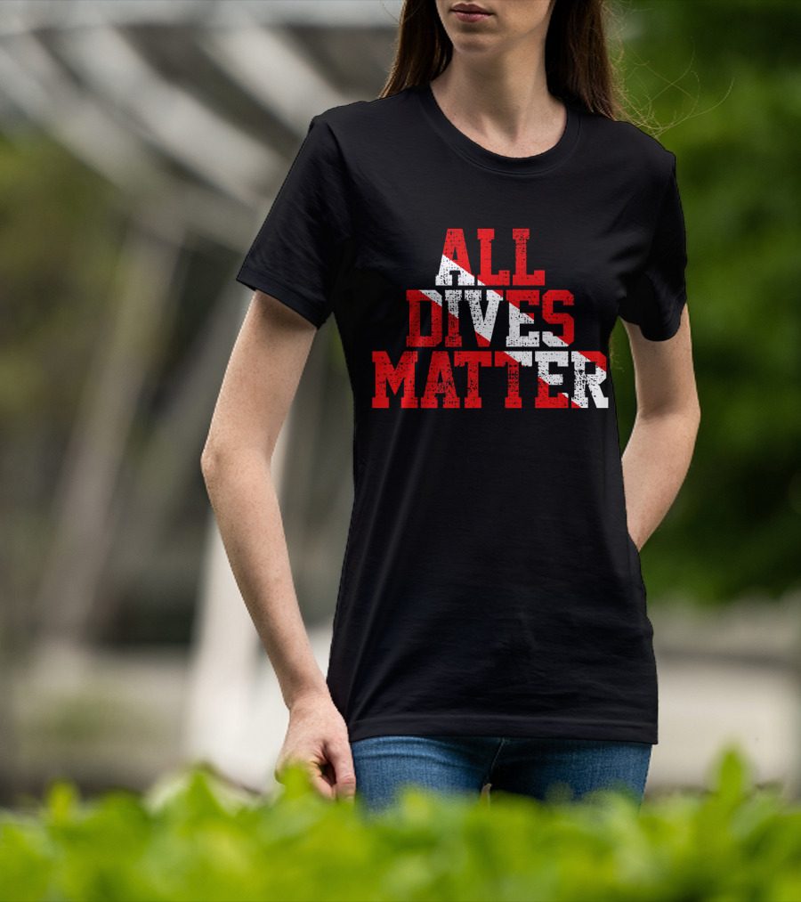 Vintage All Dives Matter Diving Diver Sta Red And White Dive Flag T-Shirt