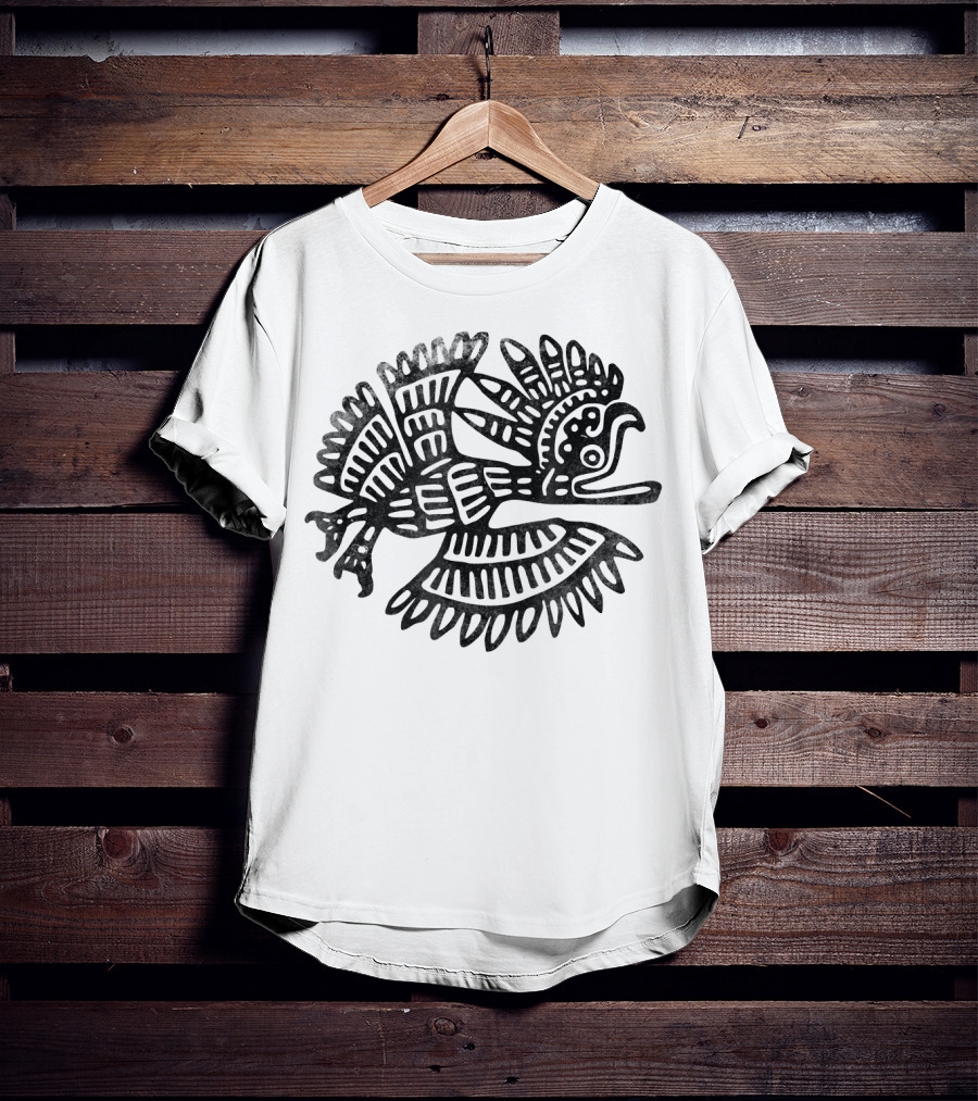 Vintage Aztec Drawing Bird Archeology T-Shirt