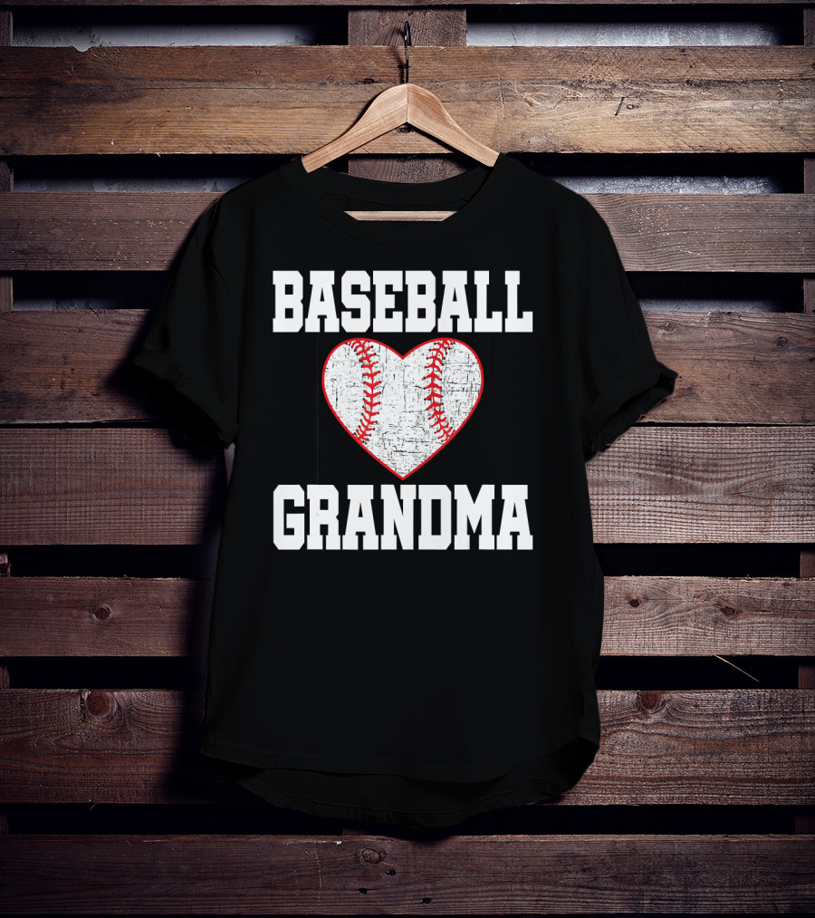 Baseball Grandma Vintage Heart T-Shirt