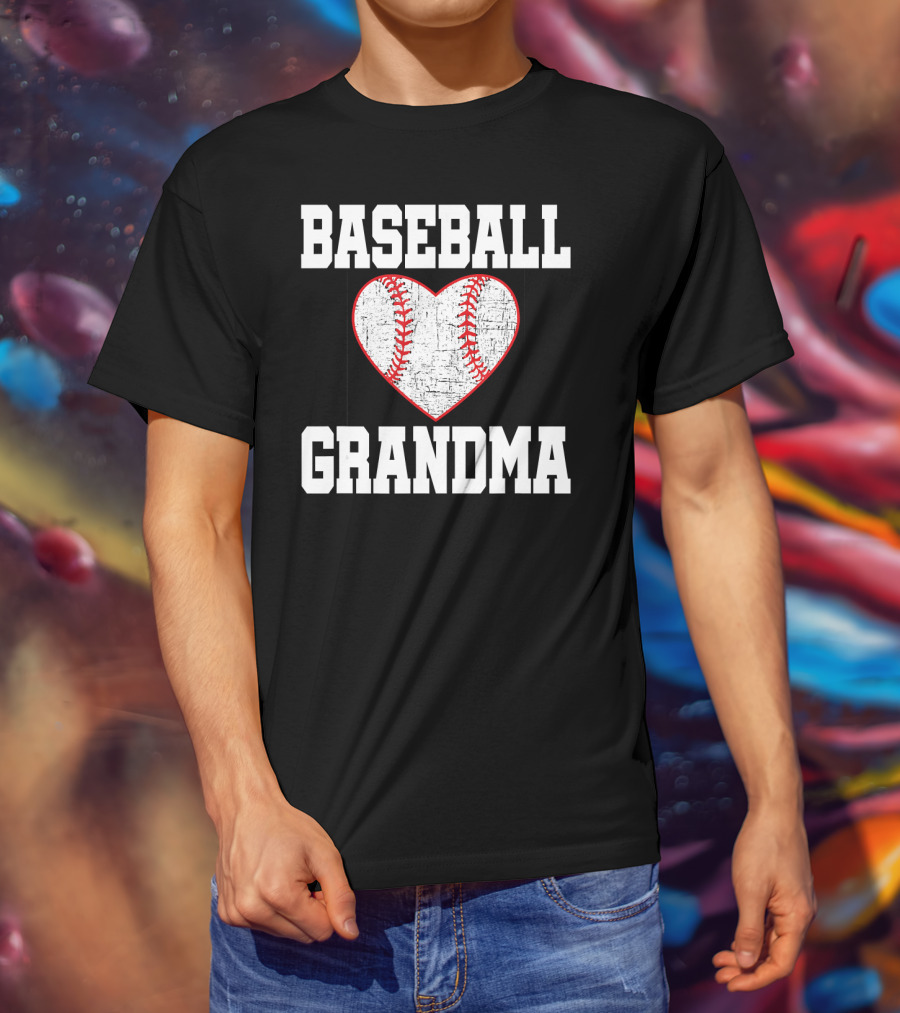 Baseball Grandma Vintage Heart T-Shirt
