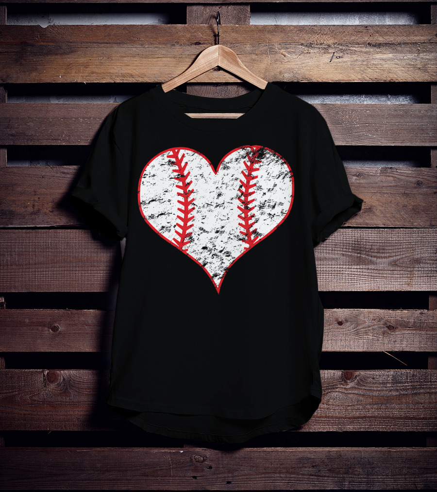 Vintage Heart Shaped Baseball Love T-Shirt